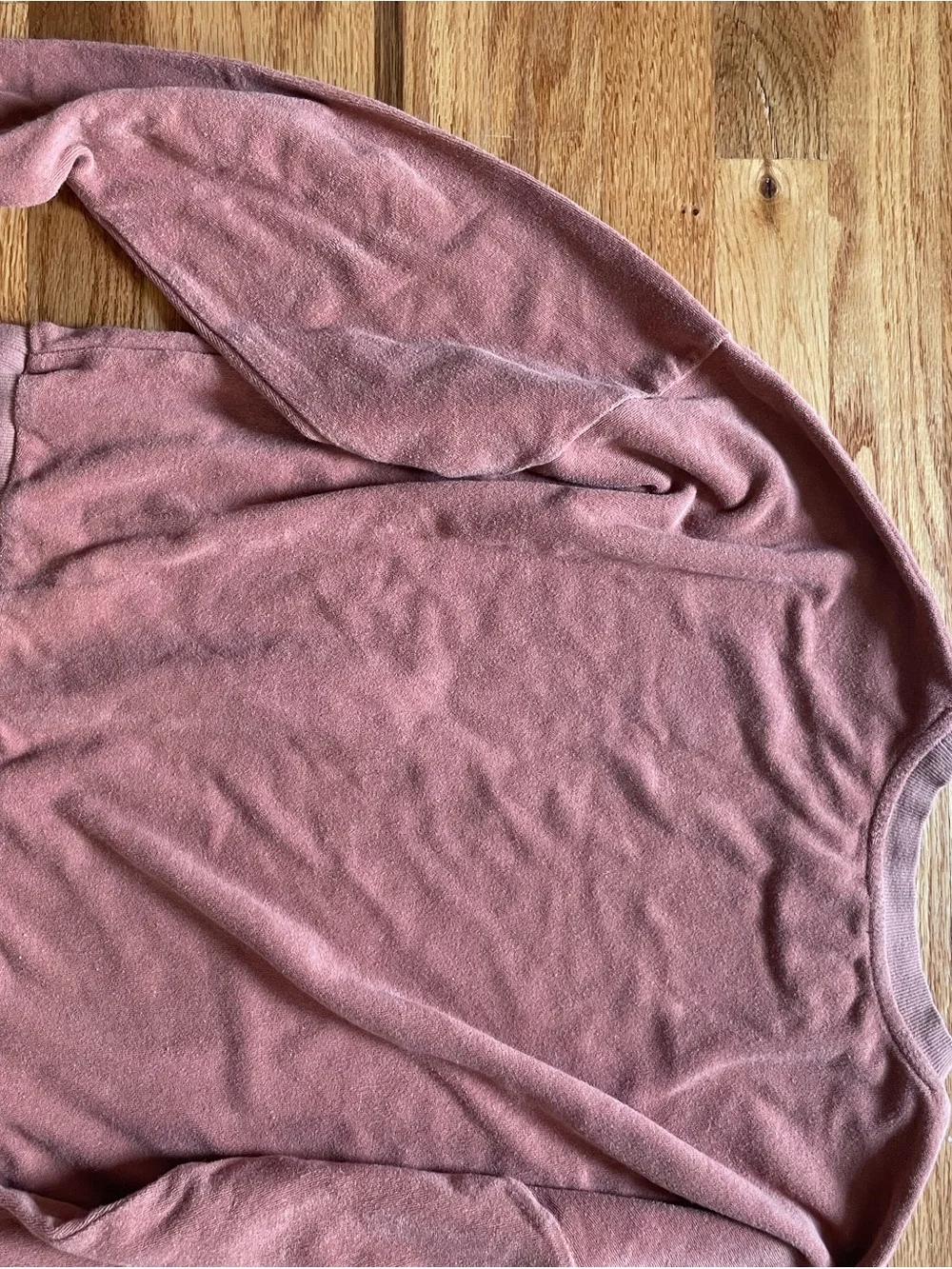 Rylee + Cru Dusty Rose Crewneck Sweater with Small Rainbow Patch
